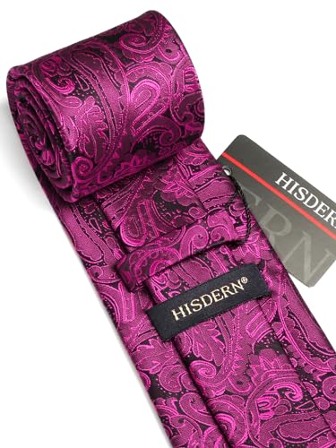 Image of HISDERN Ties for Men Paisley Tie and Pocket Square Woven Classic Floral Mens Ties Handkerchief Set Wedding Party Necktie