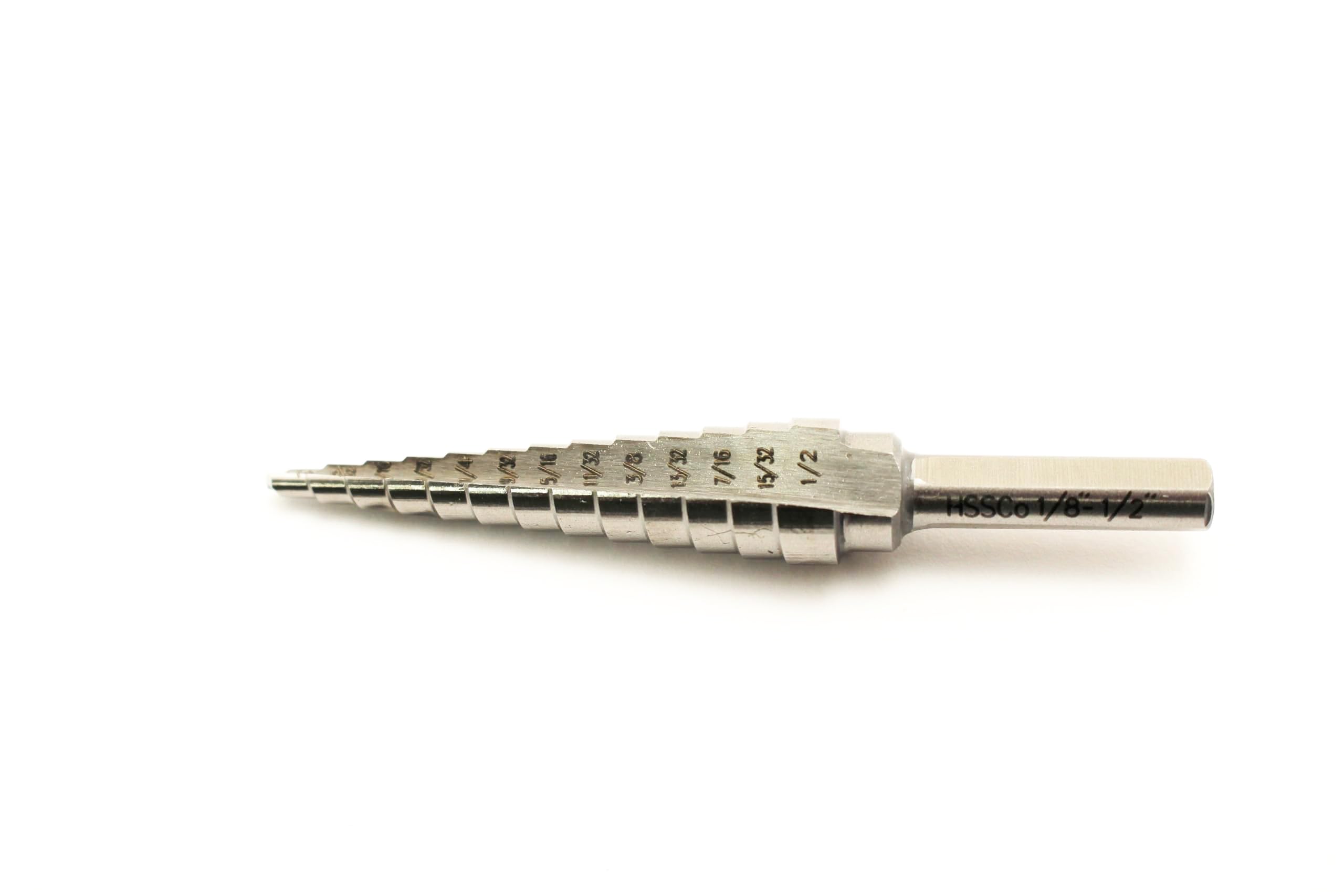 TEMO M35 Cobalt Double Flute Step Drill, 13 Size from 1/8 inch (3.2mm) to 1/2 inch (12.7mm), 1/4 inch (6.4mm) Shank