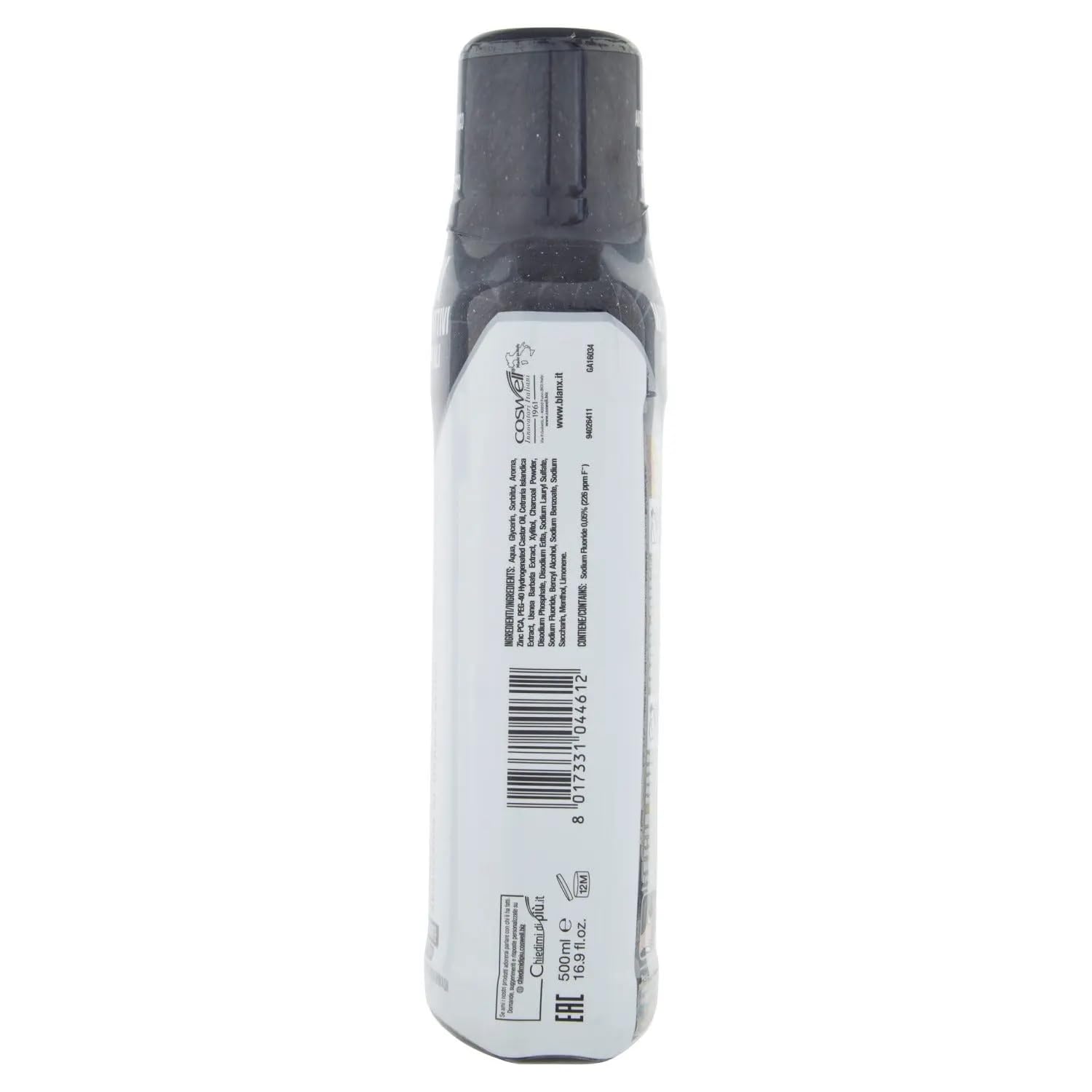 6 X BlanX Collutorio Sbiancante Black, Sbiancante Nero Acqua Boccale per Igiene Orale, Anti Macchie e Sbiancante Boccale 500 ml + Beni Culinari Portachiavi Gratis