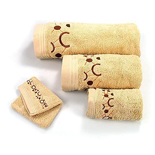 FranquiHOgar Juego de 4 Toallas para el baño Bordadas de algodón | 2 Colores (Crema)