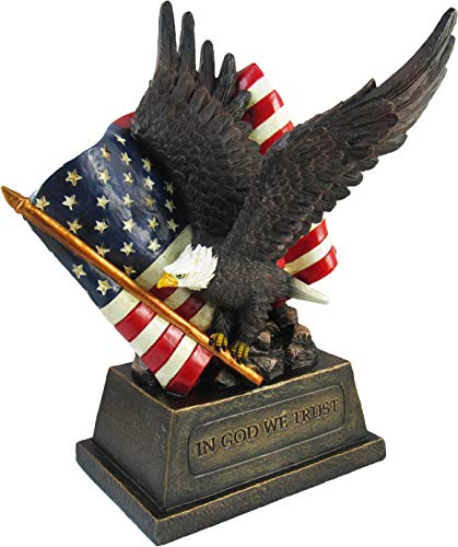 Dwk - Pride & Honor - Bald Eagle With American Flag In God We Trust Patriotic Statue Figurine Sculpture Home Décor Office Den Accent, 10.5-Inch… #TOP1