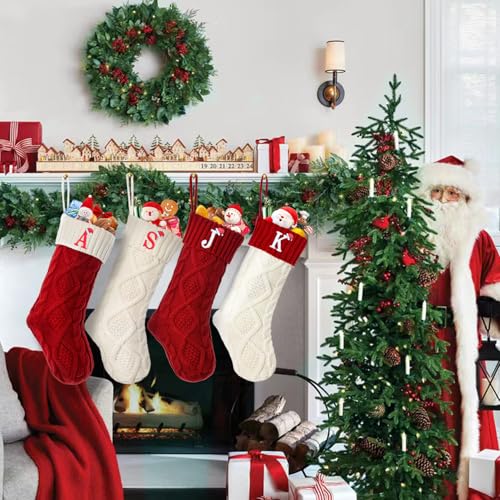 image for Ulico Christmas Stockings with Initials, 18’’ Large Embroidered Mo