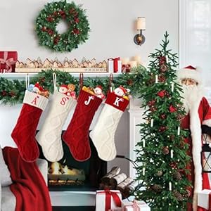 Ulico Christmas Stockings with Initials, 18’’ Large Embroidered Monogram Knit Christmas Stocking,Xmas Stocking for Kids, Holiday and Family Stocking for Fireplace or Party Decoration Red Letter A Ulico Christmas Stockings with Initials 18 Large Embroidered Monogram Knit Christmas StockingXmas Stocking for Kids Holiday and Family Stocking for Fireplace or Party Decoration Red Letter A