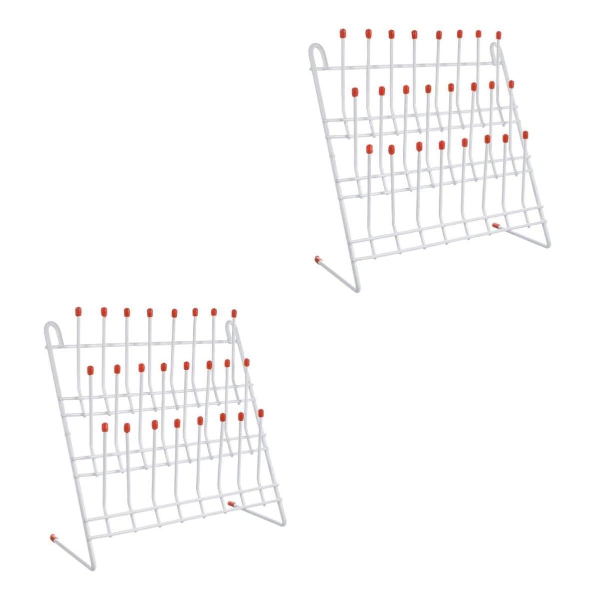 2 Piezas Soporte de Secado de Metal Blanco, 24 Clavijas
