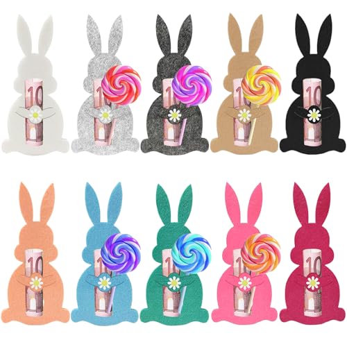 Regalos de dinero Embalaje de Pascua, color Pascua Dinero Set de regalos de Pascua Fieltro Decoraciones de Conejo de Pascua, Regalo para Niños/Adultos, Decoraciones Divertidas y Creativas 10 Piezas