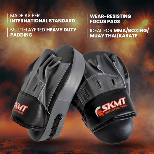 Image of SKMT Never Lose Until You Win Leather Boxing Punching Pad Focus Pad Black