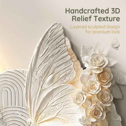 Tableau LED Papillon 3D 60x30cm et vase hydroponique moderne