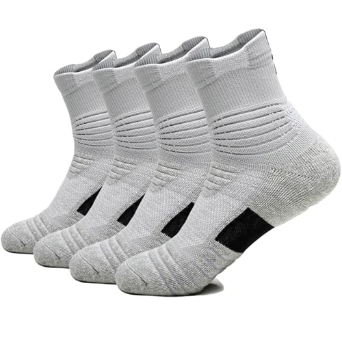 Image of 3 Pack Compression Basketball Socks Performance Cushioned Athletic Crew Sports Running Cycling Sock