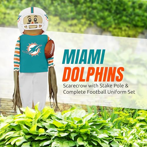 Sporticulture SCARLMIA Nfl Miami Dolphins Scarecrow With Stake Pole & Complete Football Uniform Set - 60 Inch X 12 Inch X 3.5 Inch Outdoor Sports Decoration Perfect thumb #1