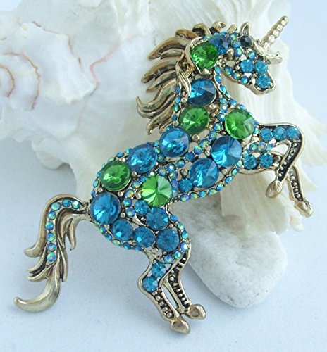 Image of Unique Animal Unicorn Horse Brooch Pin Pendant Austrian Crystal BZ6172