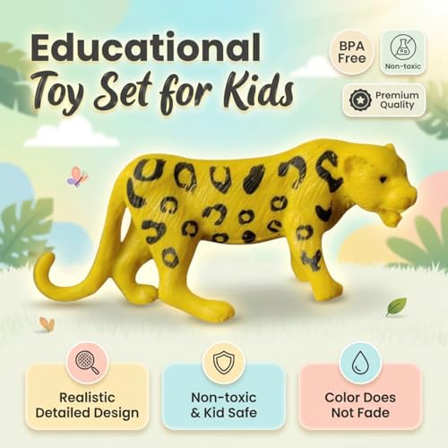 Image of ZESTHOME Animal Toy Set for Kids with Jungle Floor Chart | Farm & Wild Animal Figurines | Educational & Fun Safari Play Toys for Boys & Girls | 20 pcs