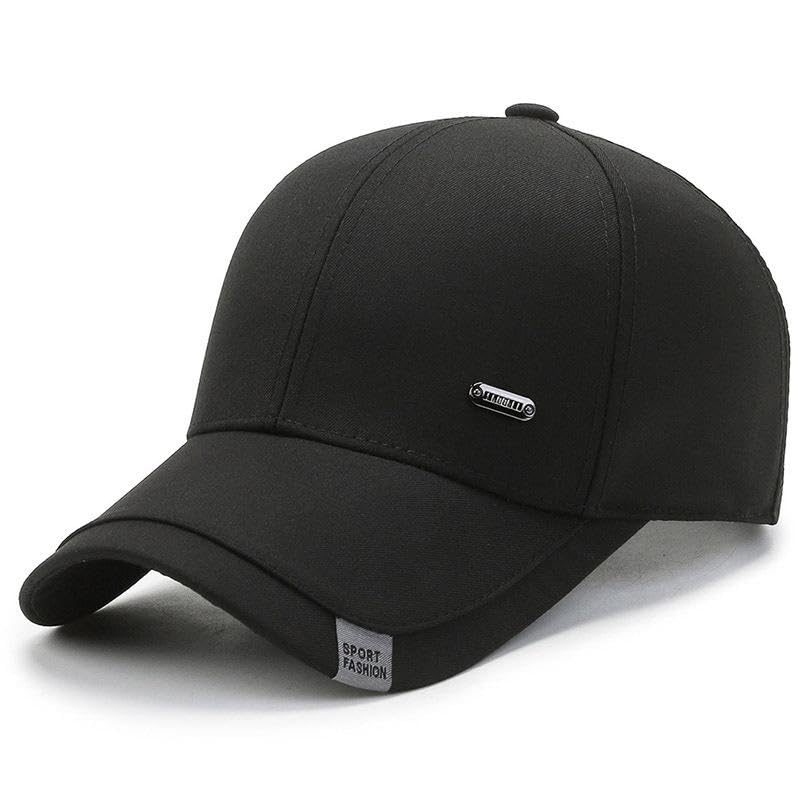 Men’s Sport Fashion Adjustable Baseball Cap Classic Black Cotton Hat, Casual Outdoor Hat