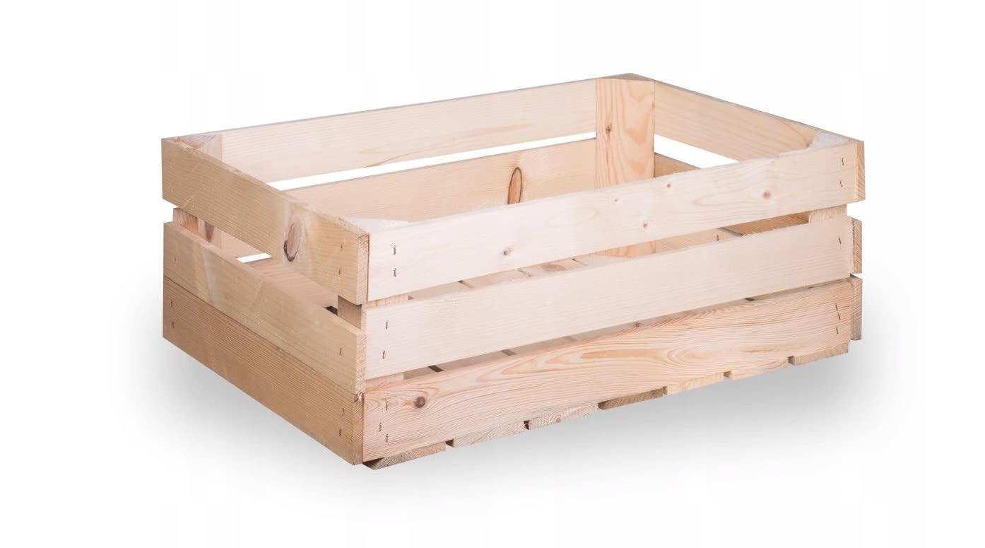 Wooden World Cassetta di legno non dipinto legno semplice legno di pino Conservatione scatola DIY medio 40 x 30 x 20cm