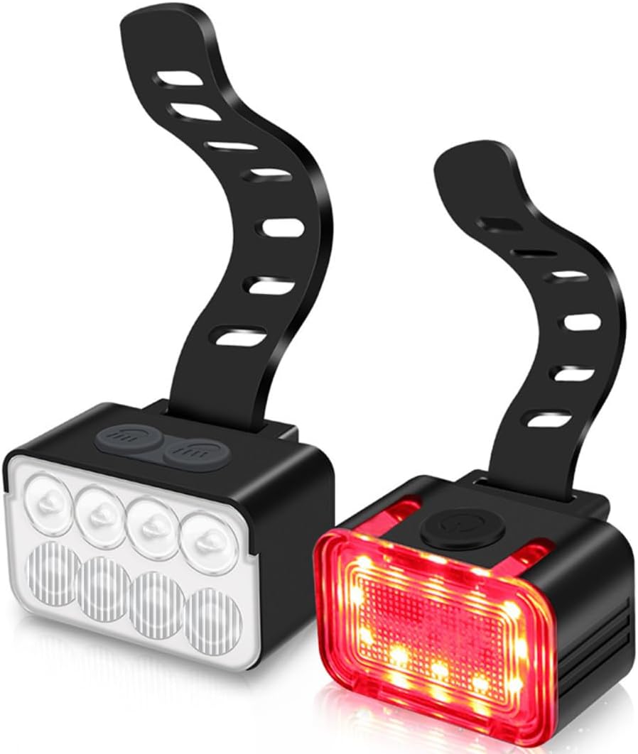 Vortex L12 Type C USB Aluminum Rechargeable Bike Light Set, 900 Lumen Super Bright Front and Rear Light, Bicycle LED Light Set for Night Riding Safety