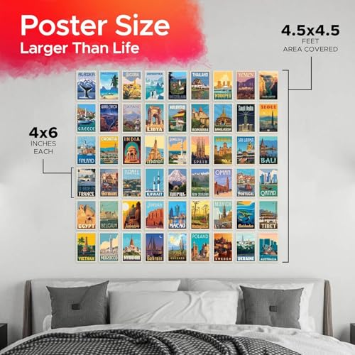 Image of Paper 54Pcs Vintage Countries Posters,Home Decor Items For Living Room,Aesthetic Wall Stickers For Bedroom&Kitchen,Gifts For Men&Women,4X6 Inches Size Collage Art Kit(Vintage Travel Wall Collage Kit)