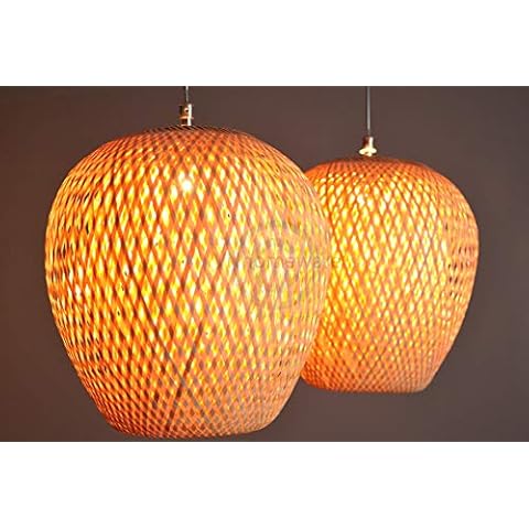 vnhomeware Handmade Rattan Lampshade, Pendant Or Table Shade, Round Shape, Natural Brown, L003 Cover