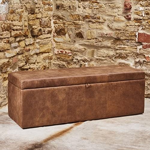 Image of Faux Leather Couch Bench Ottoman with Storage Puffy pouffe Settee for livingroom Bedroom Office
