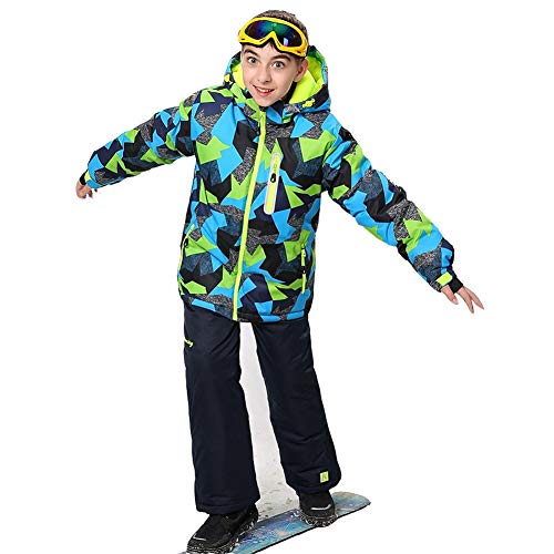Image of WOWULOVELY Big Boy's 2-Piece Colorblock Snow Pants and Jacket Snowsuit Ski Suit