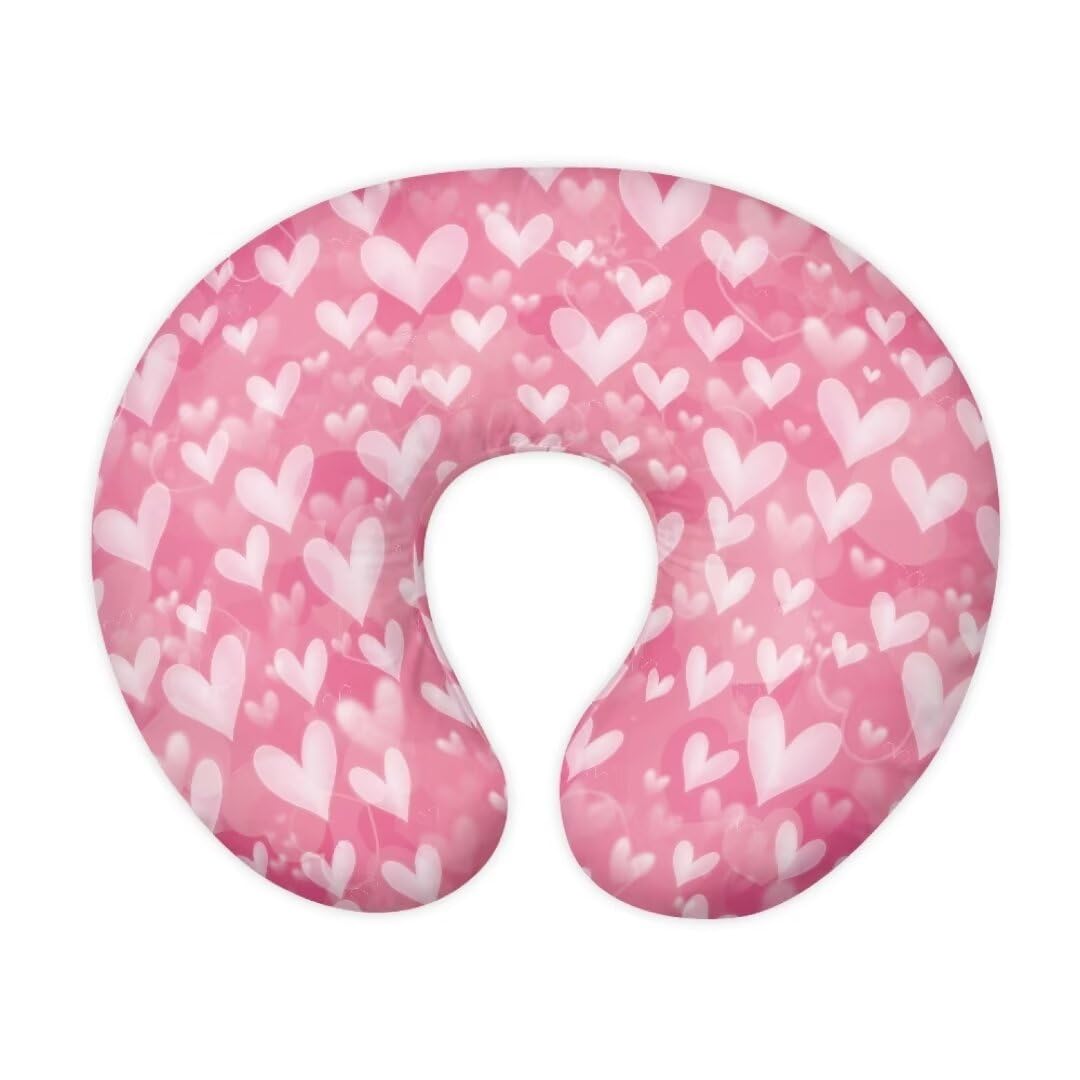 Jeiento Heart Pattern Nursing Pillow Covers Ultra Soft Valentine's Day Pillow Cover Only Comfortable Fits the Original Support for Breastfeeding Pillowcase