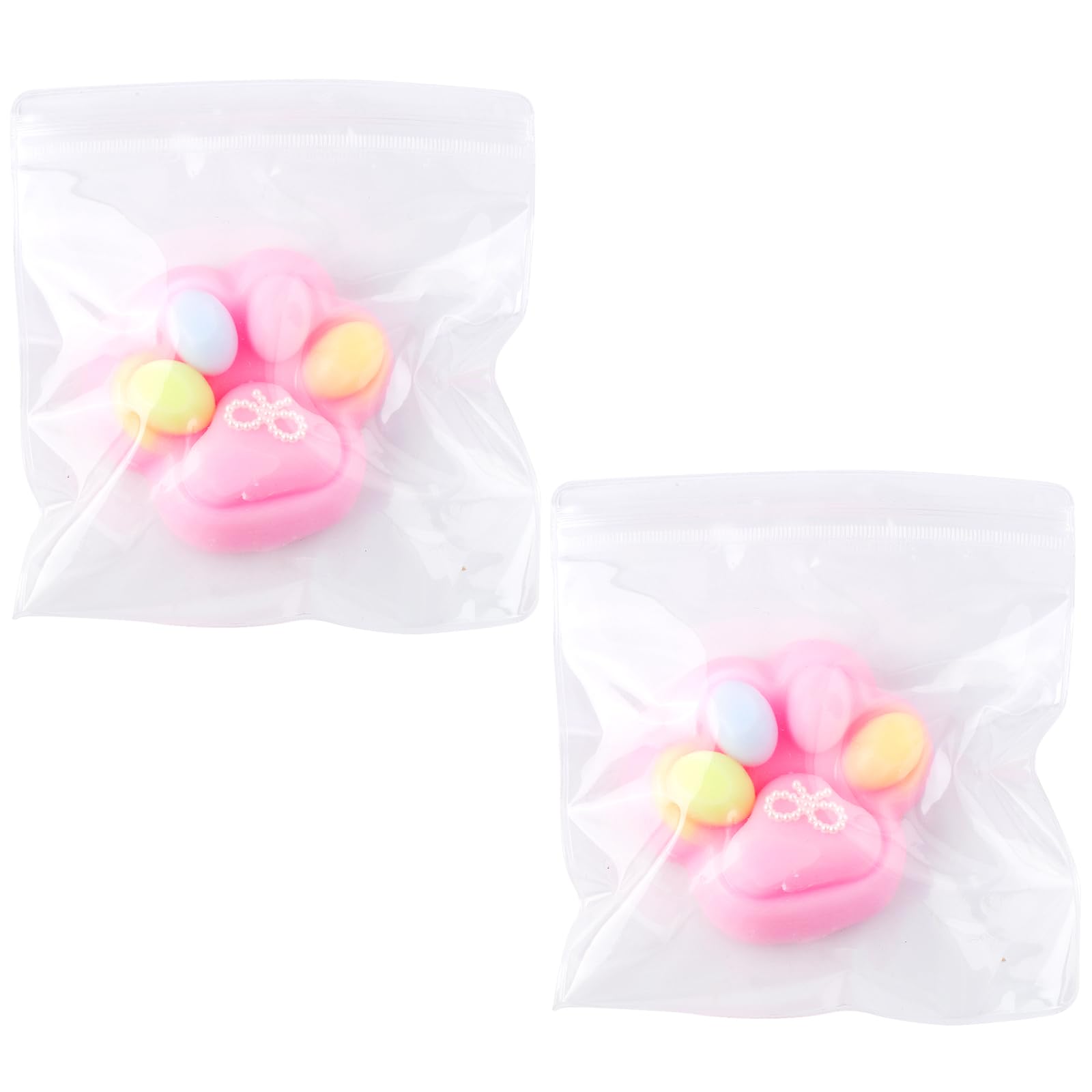 2pcs Cat Paw Squeeze Toys, Jelly Kitty Paw Fidget Toys Squishy Soft Squishy Animals Paw Kawaii Cat Paw Squishy for Home Office Relaxing (Dopamine Pink)
