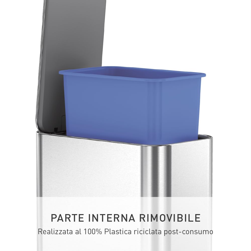 simplehuman Pattumiera da bagno in acciaio inox spazzolato, profilo sottile, 5 litri
