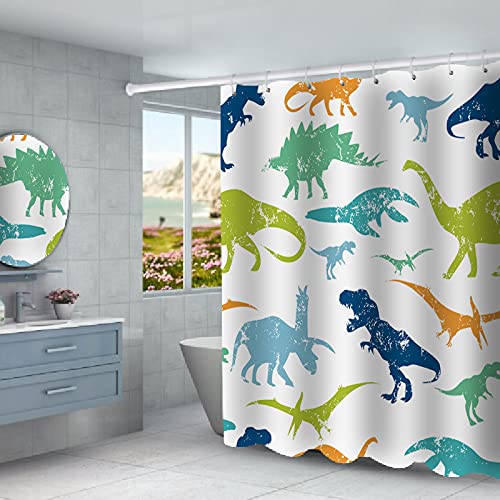 Uokiuki Grappige kat douchegordijn jongens kinderen badkamer decor, coole rijdende dinosaurus op fantasie melkweg hilarisch gordijn, funky buitenruimte universum anime stof met 12 stuks haken, 12 x 70 Uokiuki Grappige kat douchegordijn jongens kinderen badkamer decor, coole rijdende dinosaurus op fantasie melkweg hilarisch gordijn, funky buitenruimte universum anime stof met 12 stuks haken, 12 x 70