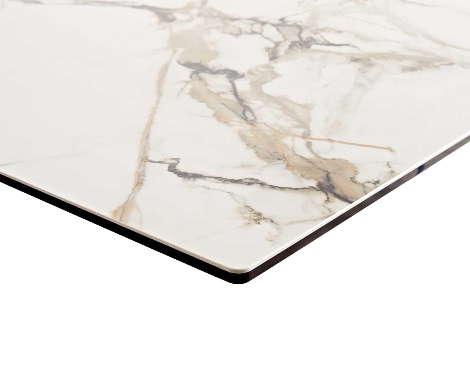Table à manger Edge céramique Calacatta Luxe blanc-doré-gris 300x100 Spider