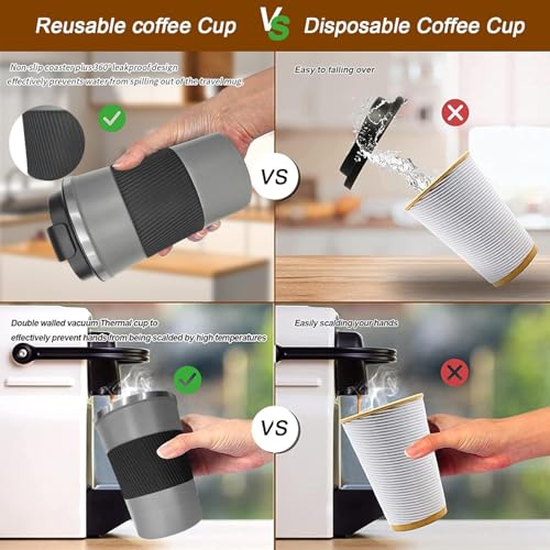 Image of Insulated Travel Coffee Mug, Stainless Steel Coffee Cup with Leakproof Lid | Double-wall insulation keeps drinks hot or cold for hours, with a leakproof lid and portable stainless steel design