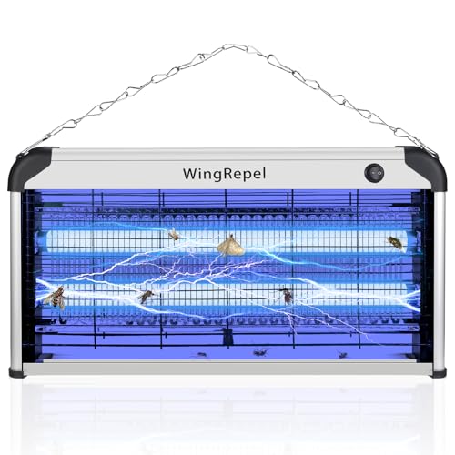 WingRepel - Trampa para mosquito eléctrico, UV lámpara antimosquitos interior 30 W, 2400 V mata mosquito eléctrico eficaz para moscas, avispas, mosquitos, migas
