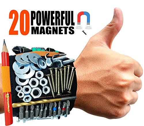 MyToolOn Magnetic Wristband for DIY - 20 Super Strong Magnets to Hold Screws
