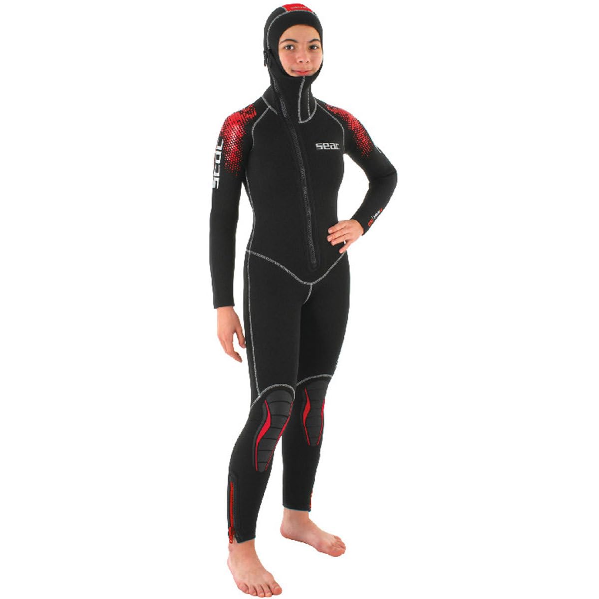 SEAC Muta da Subacquea Monopezzo con Cappuccio Integrato per Adulti, Nero/Blu Scuro, Neoprene, Immersione