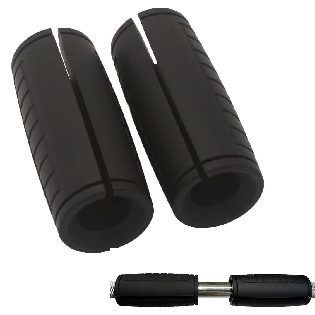 Rivotrance Thick Bar Adapter for Standard Barbells, Pull Up Bar and LAT Pull Down Cable Machine Attachment - Durable Silicone Rubber Dumbbell Handle Grips for Weight Lifting & Fitness Training(Black)