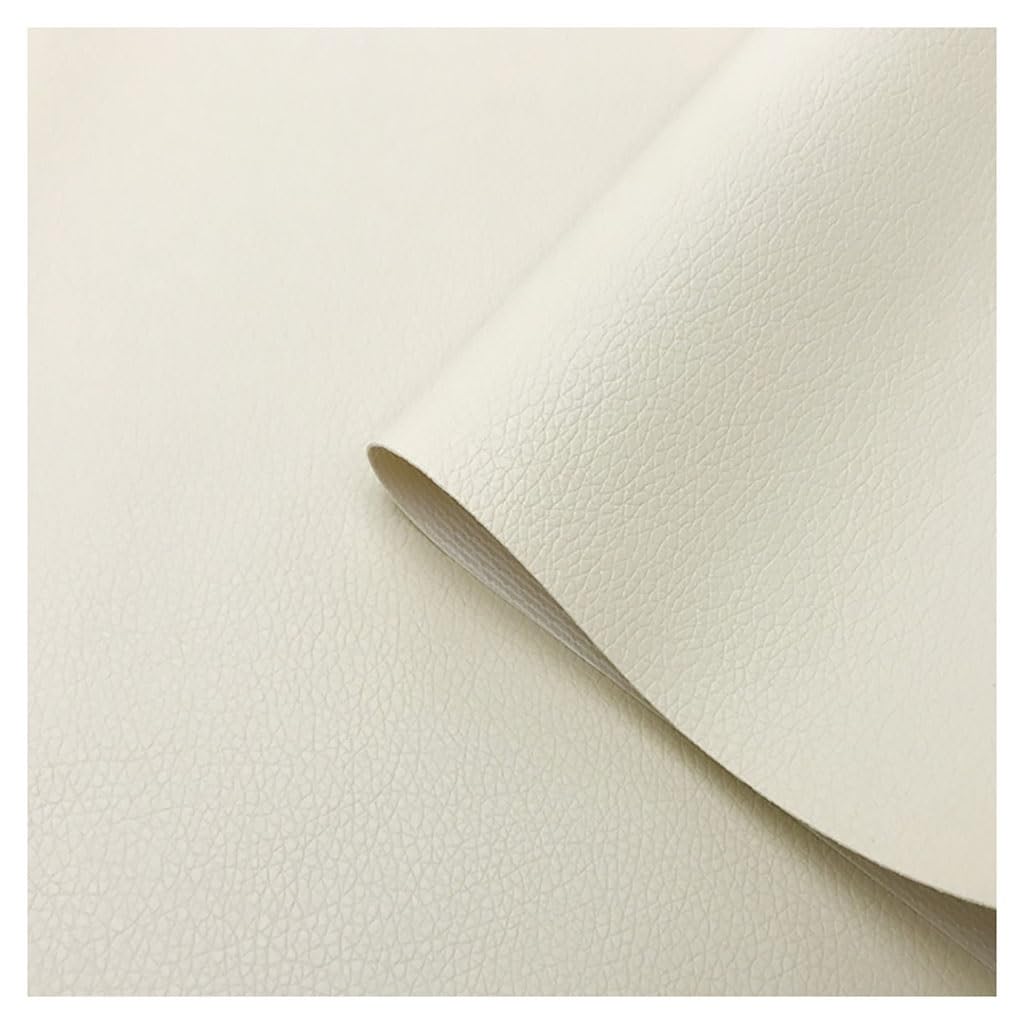 Waterproof Faux Leather Fabric Faux Leather Sheets 160cm/63'' Wide Waterproof Vinyl Leatherette Upholstery Fabric for DIY Crafts, Chairs Seats Cover, Furniture Sofa Repair(Off-White,1.6X8m)