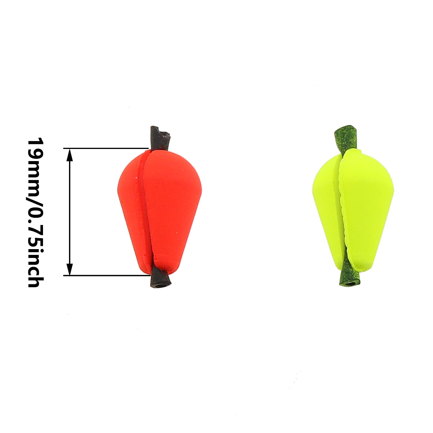 ZZHXSM 20PCS Fishing Floats Fluorescent Yellow and Orange Red Float Foam Teardrop Stroke Indicator Suitable for Lures