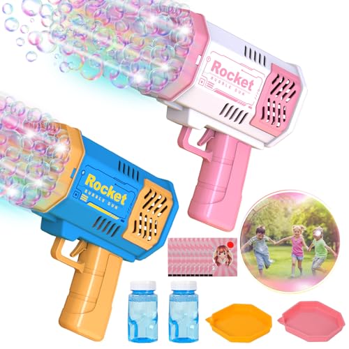 Image of Bubble Blaster 5000+ Bubbles Per Min, Bubble Machine with LED Lights, Rechargeable Battery (40 Holes, Bubble Blaster with Dip, B-40-2)