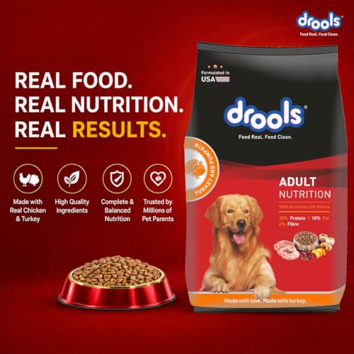 Image of Drools Adult Dry Dog Food 1kg | Turkey and Pumpkin Flavour | Supports Skin Nourishment and Coat Radiance | Promotes Healthy Digestion | Natural Antioxidants | Strengthen Immunity