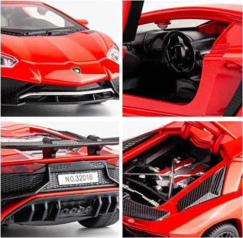 Image of 1:32 Scale Lamborghini LP750 Toy Car | Metal Pullback Diecast Car for Kids with Openable Doors, Sound, Light Effects Toy for Car Enthusiasts (Red)