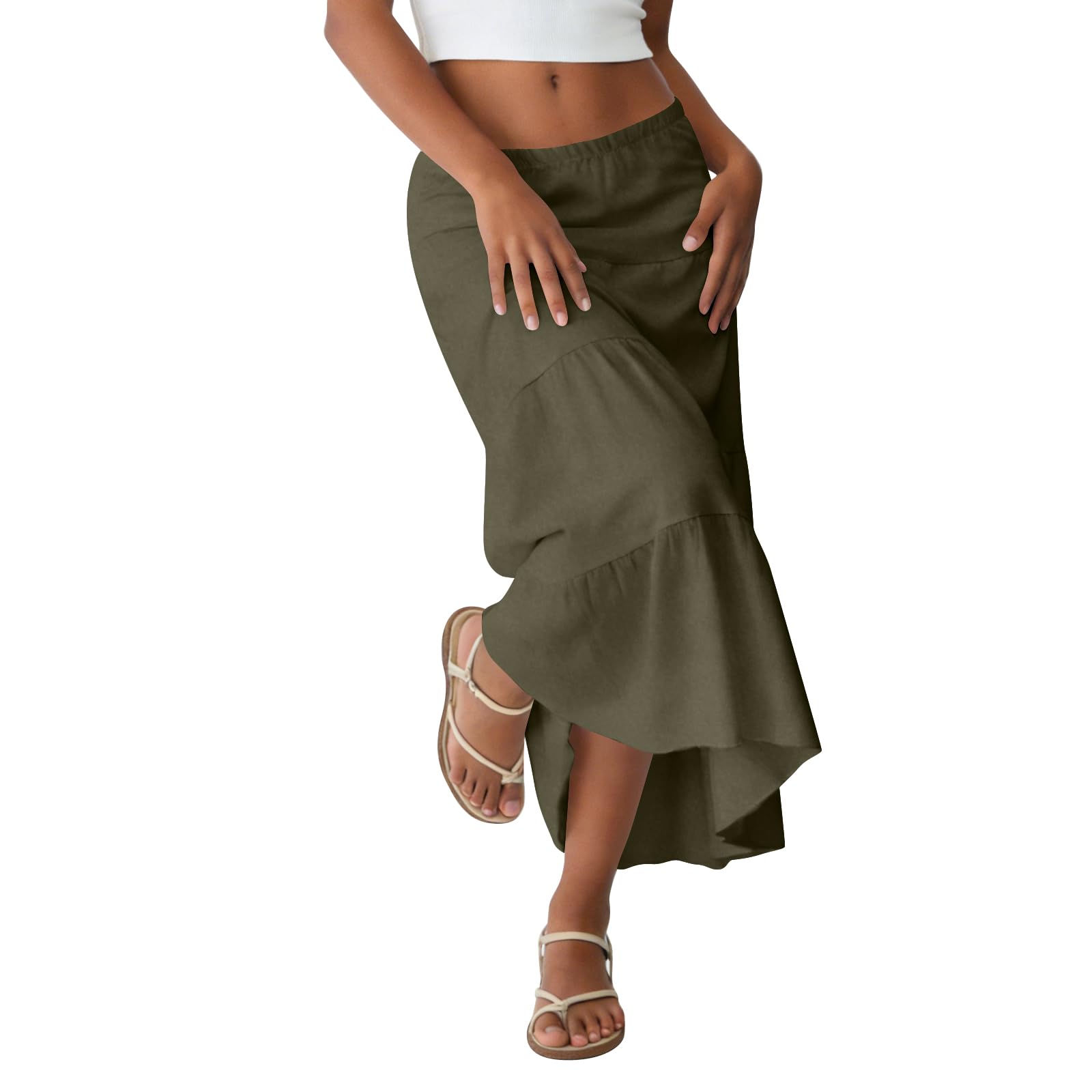 Tiered Maxi Skirts for Women High Waisted Long Boho Skirts Ladies Casual Skirt Summer Beach Outfits Trendy 2026