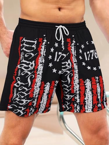 Mens Swim Trunks Quick Dry Board Shorts with Mesh Lining, Breathable Fit Print Beach Shorts for Summer Activities(,)2