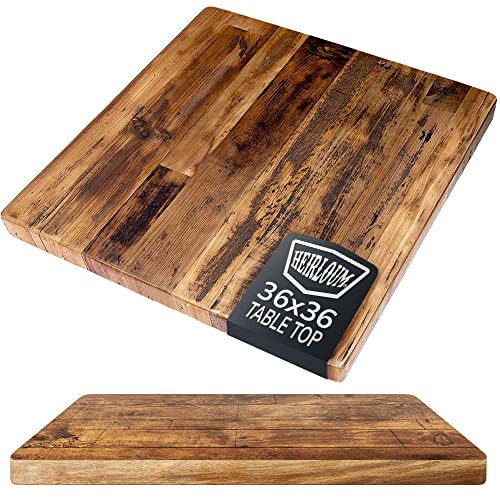 HEIRLOUM Reclaimed Wood Table Top - Rustic Recycled Wooden Piece Perfect for Kitchens, Dining and Coffee Table Tops (Reclaimed Wood Table Top - Economy, 36" x 36")
