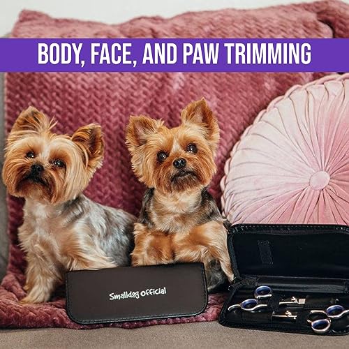 Grooming Scissors, Stainless Steel Dog Shears with Safety Rounded Tip, Dog Grooming Kit, Set of Two Dog Scissors in a Leather Cover, Professional Pet Shears Grooming Scissors, Stainless Steel Dog Shears with Safety Rounded Tip, Dog Grooming Kit, Set of Two Dog Scissors in a Leather Cover, Professional Pet Shears