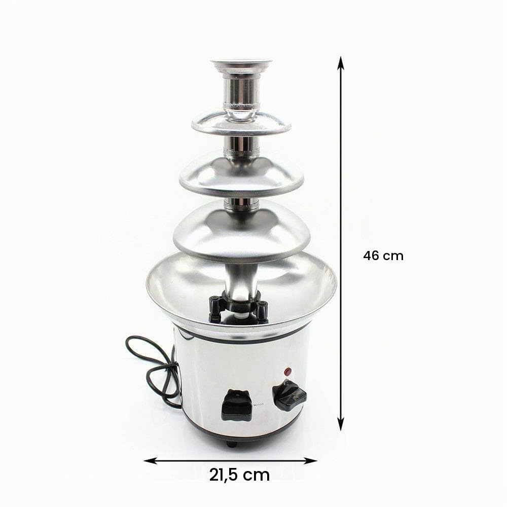 Fuente de chocolate (170 W, 4 niveles, acero inoxidable, capacidad máxima: 1 kg)