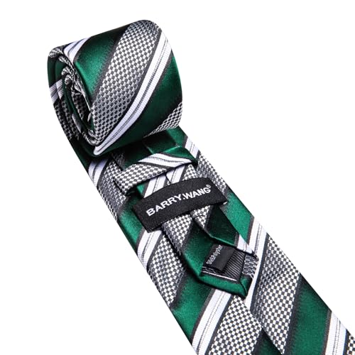 Image of Barry.Wang Mens Tie Set Plaid Check Neckties Formal Business Wedding Luxury Pocket Square Cufflinks