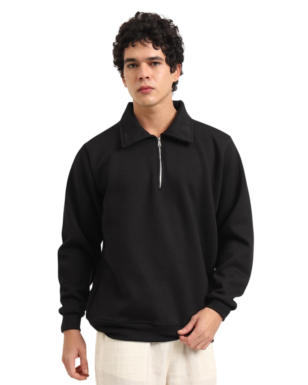 Zip-Up Old Money Solid Collar Sweatshirt for Men-picture-21