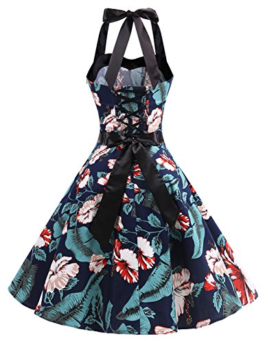 Image of DRESSTELLS Women's Vintage 1950s Cocktail Dress, Retro Tea Party Halter Swing Dresses
