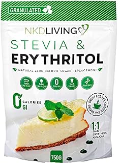 NKD Living Stevia & Erythritol (1:1) Same Sweetness as Sugar, Natural Zero Calorie Sugar Replacement 750g