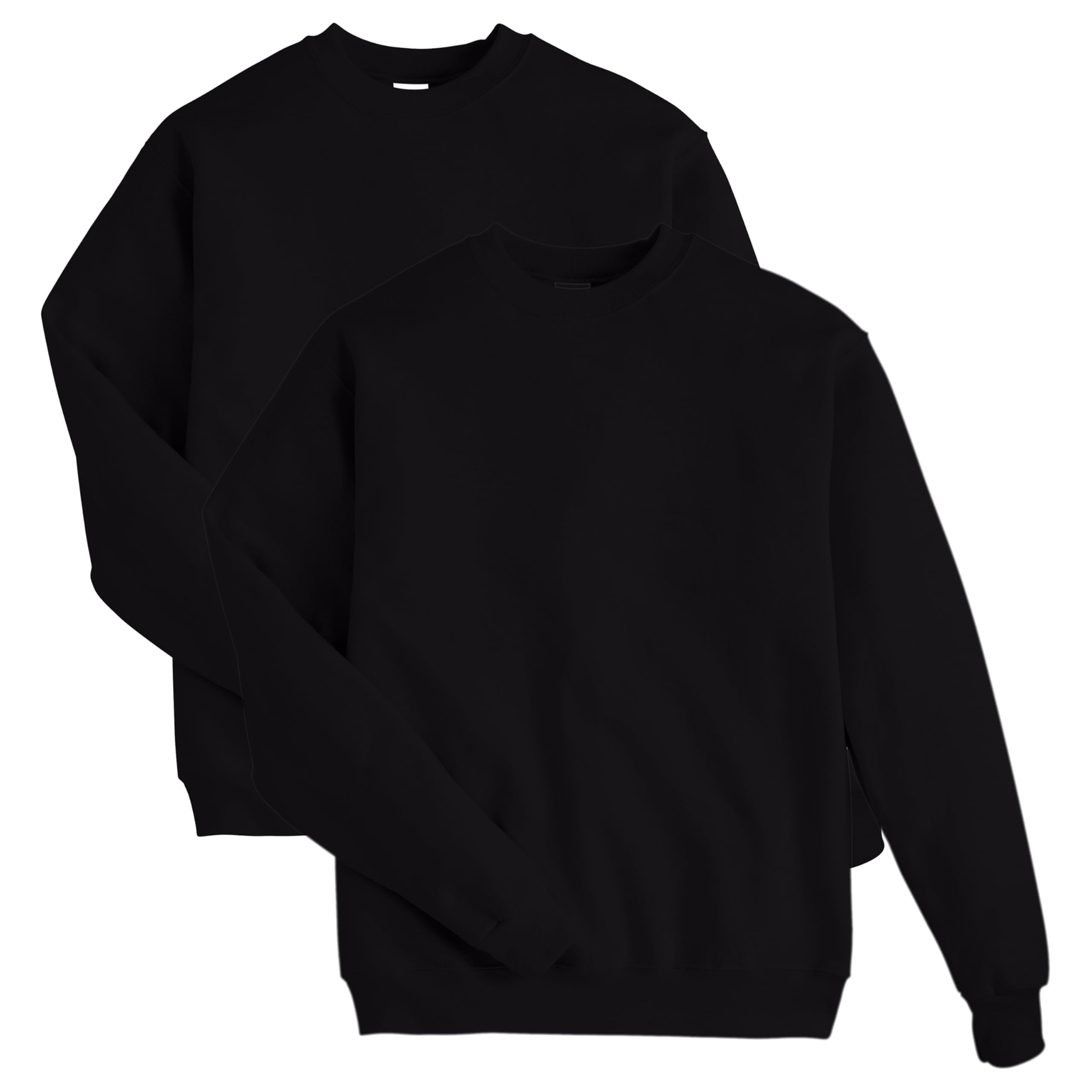 Hanes Men's EcoSmart Fleece Sweatshirt, Black, Large (Pack of 2)
