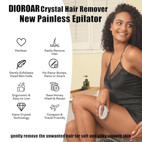 DIOROAR Crystal Hair Removal Device,Upgrade Crystal Hair Remover for Women,Physical Nano Glass Hair Eraser Stone,Painless Epilator and Exfoliator Without Shaver for Soft Silky Skin(Silver) - Image 3