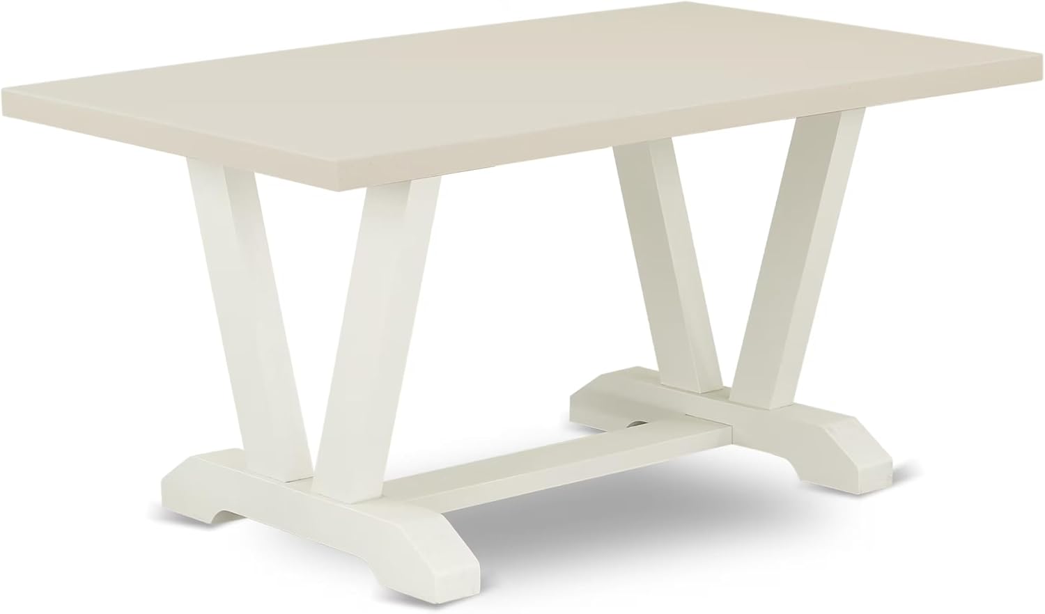 East West Furniture V026LA206-5 5 Piece Kitchen Table Set for 4 Includes a Rectangle Dining Room Table with V-Legs and 4 Shitake Linen Fabric Parsons Dining Chairs, 36x60 Inch, Multi-Color