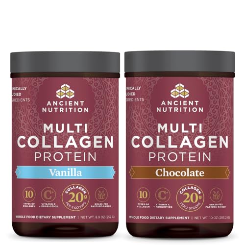 Ancient Nutrition Multi Collagen Protein Powder, Vanilla, 24 Servings + Multi Collagen Protein Powder, Chocolate, 24 Servings - image 1